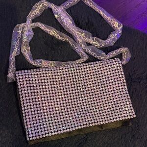 Elegant Black and Silver Crystal Clutch